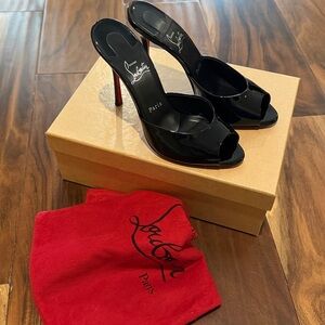 Christian Louboutin Black Peep-Toe Heels